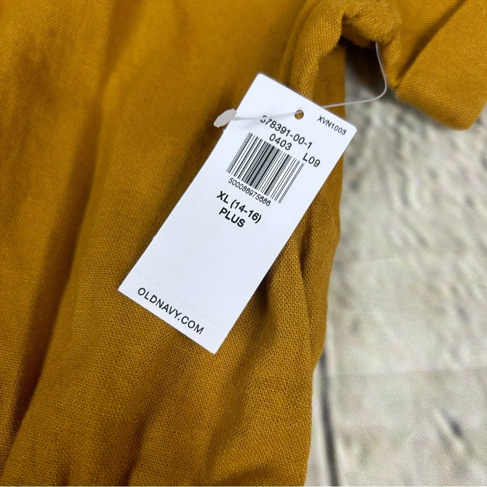 NWT Old Navy yellow linen short sleeve shorts romper